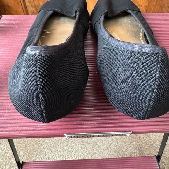 Laura Scott Black Sheer Mesh Wedge Open Toe Shoe Size 8 - Picture 4 of 6